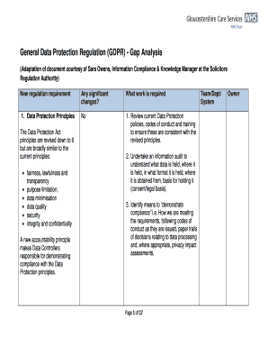 General Data Protection Regulation GDPR Gap Analysis  Form