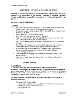 Technical Rider Template PDF  Form