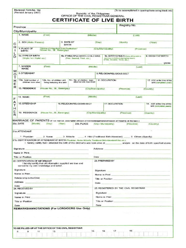  Municipal Form No 102 Revised January to Be 2007-2024