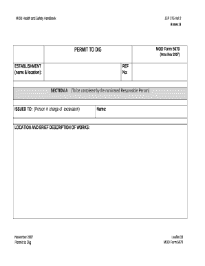 Permit to Dig Template  Form