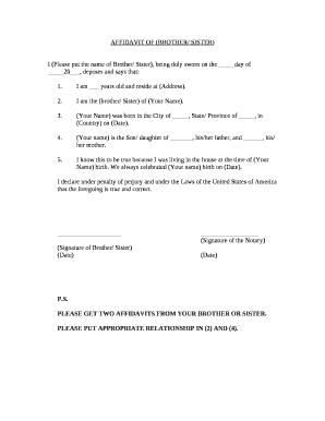 Proof of Sibling Relationship Letter Sample  Form