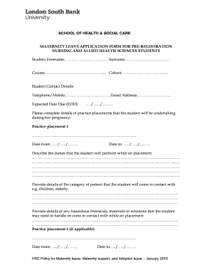 Maternity Leave Application Form for Teachers PDF