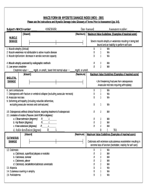 Myositis Damage Index  Form