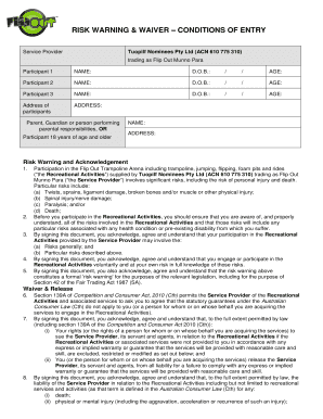 Flip Out Waiver Form PDF