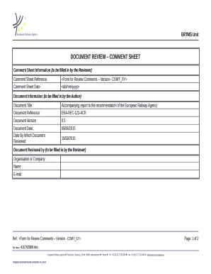 Document Review Template Excel  Form