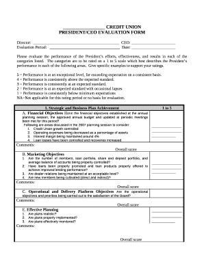 PRESIDENTCEO EVALUATION FORM