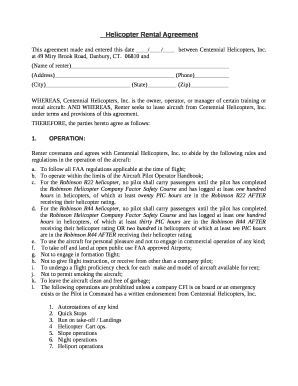 Helicopter Rental Agreement  Form