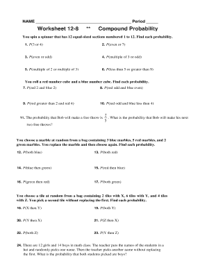 Worksheet 12 8 Compound Probability  Form