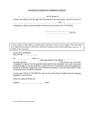 WAIVER of COMMUNITY PROPERTY RIGHTS  Form