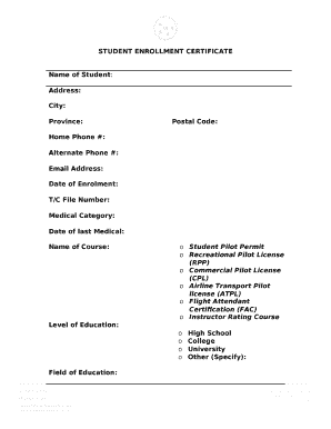 Enrolment Certificate Form