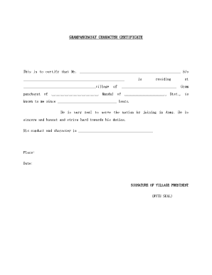 Gram Panchayat Certificate Format