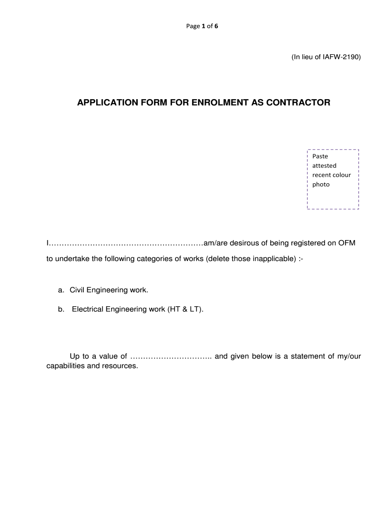 Iafw 2190 Application Form