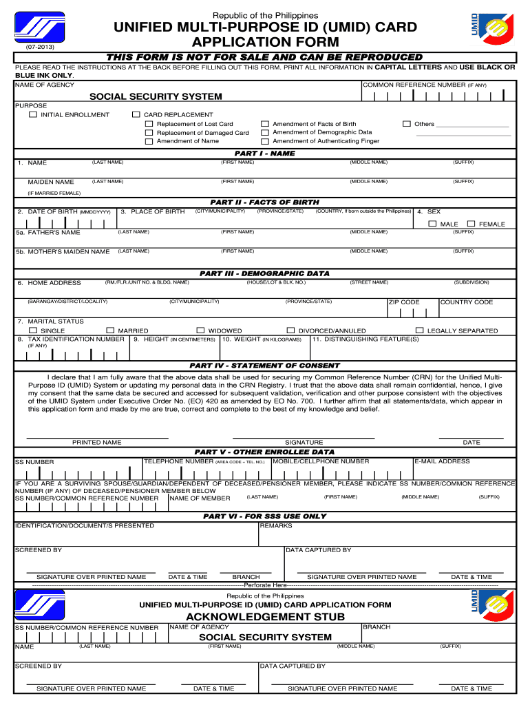 Umid Certificate Sample  Form
