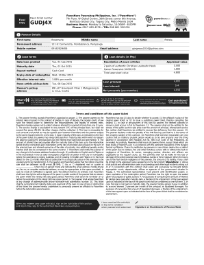 Pawn Shop Receipt Template  Form