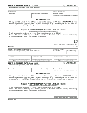 Emv Chip Enabled Card Claim Form