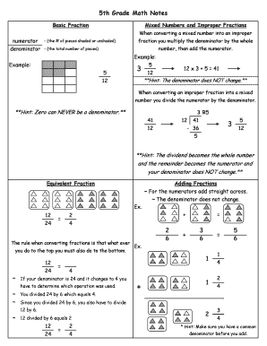Fraction Notes for 5th Grade  Form