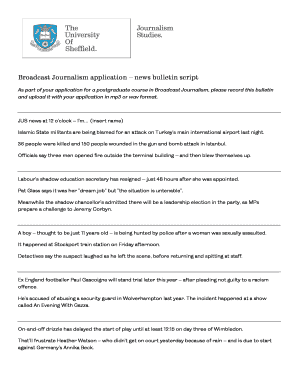 Radio News Bulletin Script PDF  Form