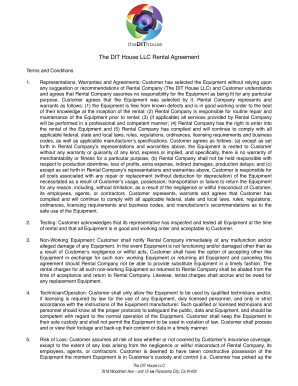 The DIT House LLC Rental Agreement  Form