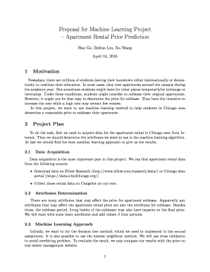 Machine Learning Project Proposal Template  Form