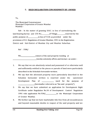 Declaration Cum Indemnity  Form