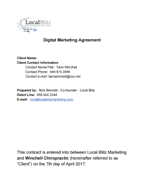Digital Marketing Agreement  Form