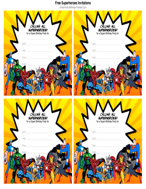Superheroes Invitations  Form
