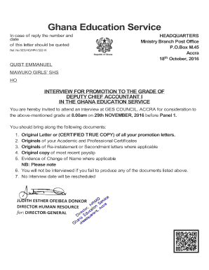 application sample of assurance letter in ghana education service