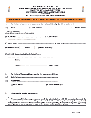 National Identity Card Mauritius Contact Number  Form
