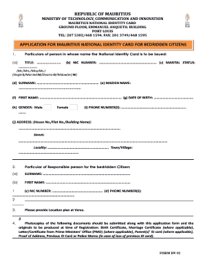 National Identity Card Mauritius Contact Number Form