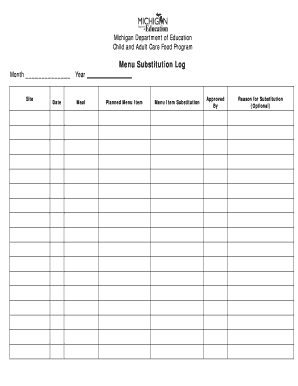 Menu Substitution Log  Form