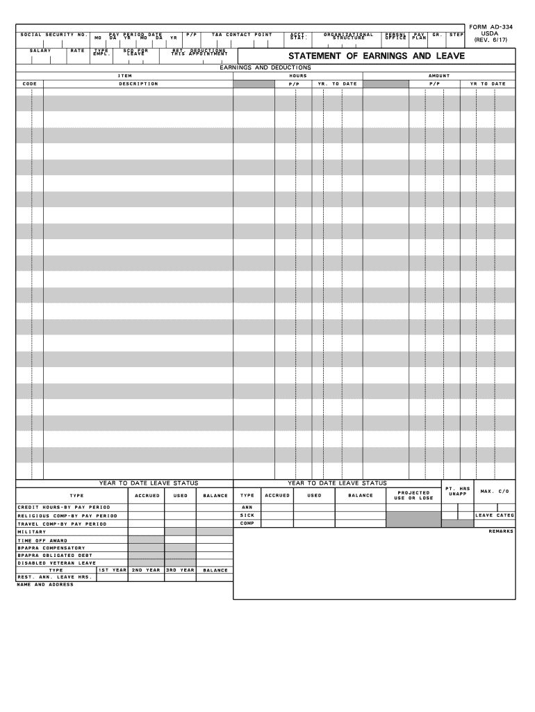  Form Ad 334 Usda 2017-2024