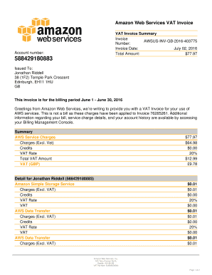 Amazon Web Services VAT Invoice  Form