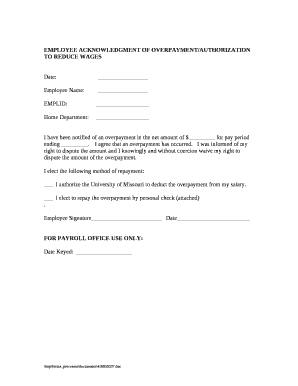 Terminated Employee Overpayment Letter  Form