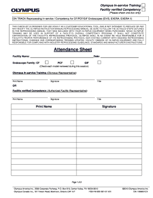 Olympus in Service Training  Form