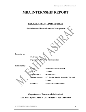 Summer Internship Report for Mba Hr PDF  Form