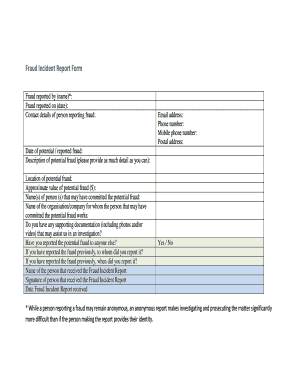 Fraud Incident Report Form