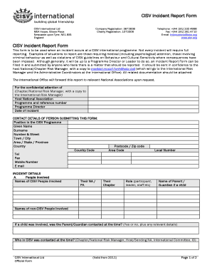 Incident Report Form Cisv