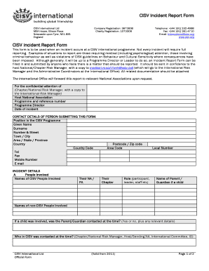 Incident Report Form Cisv 2011