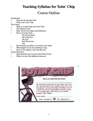 Teaching Syllabus for Totin&#039; Chip  Form