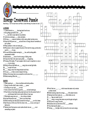 Energy Crossword Puzzle  Form