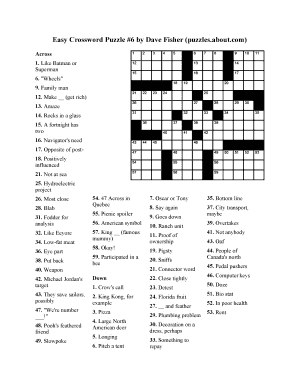 Easy Crossword Puzzles with Answers PDF  Form