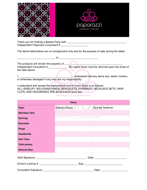 Basket Party Agreement Form