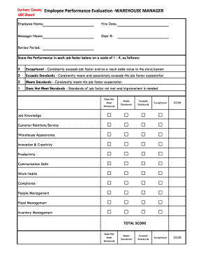 Warehouse Manager Performance Review Examples