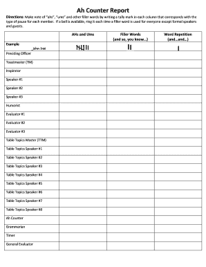 Ah Counter Report Example Form - Fill Out and Sign Printable PDF ...
