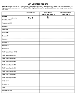 Ah Counter Report Example  Form