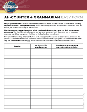 Toastmasters International Ah Counter  Form