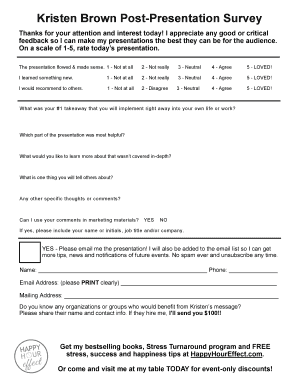Post Presentation Survey  Form
