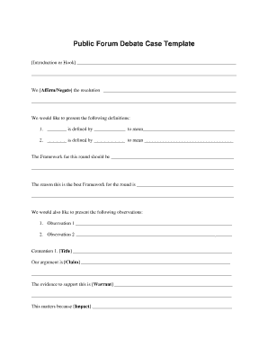 Public Forum Debate Template  Form