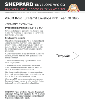 #6 34 Kost Kut Remit Envelope with Tear off Stub  Form