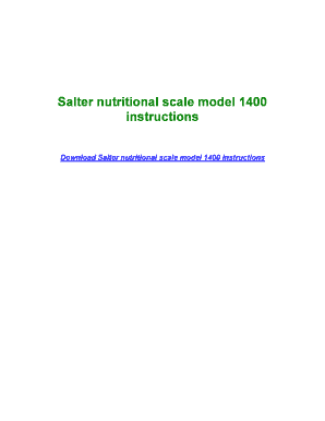 Salter Nutritional Scale Model 1400  Form